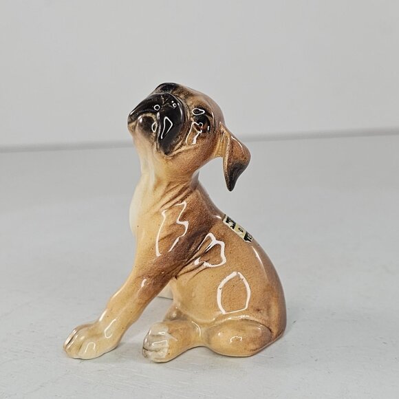 Vintage Hagen Renaker 1955 Duke Boxer Puppy Dog Figurine Partial Label - Picture 2 of 8
